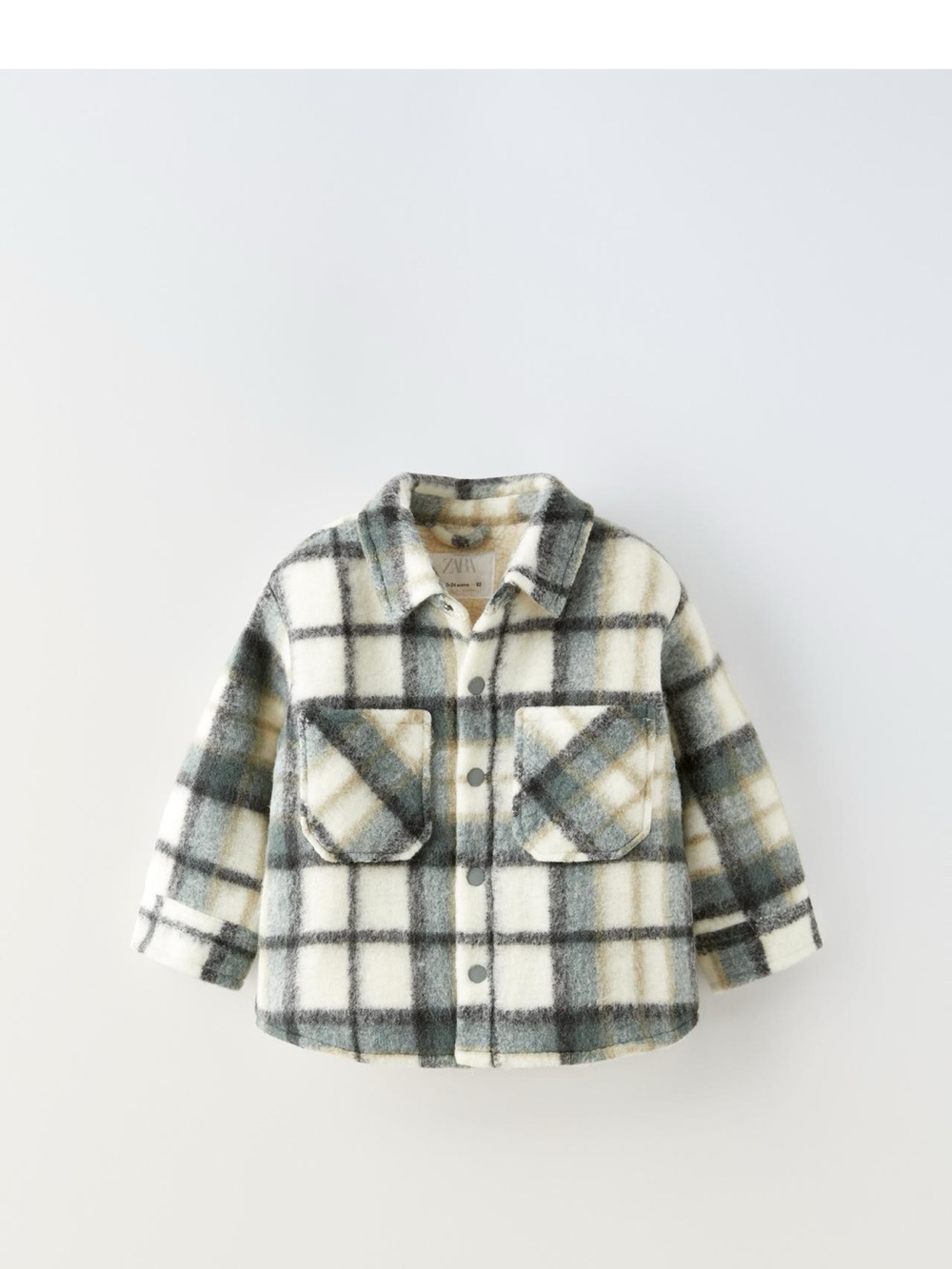 Zara Toddler Faux Shearling Cream/Beige/Grey Plaid Jacket